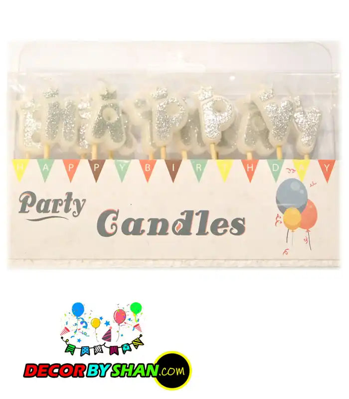 Golden Happy Birthday Tinka Candles Glitter