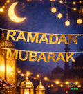 Ramadan Mubarak Gold Letter Banner Decor Set – Premium Hard Foil Card Wall Art Collection
