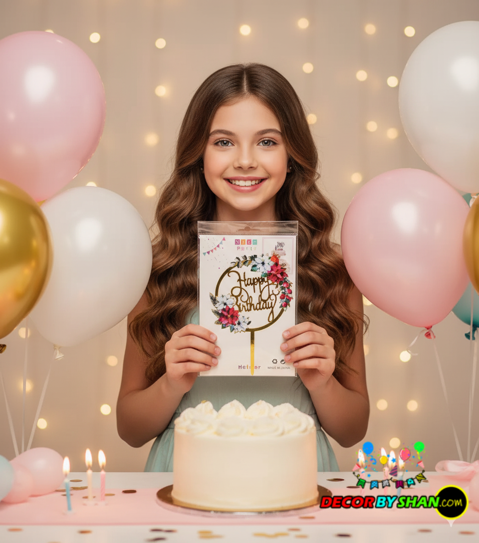 Happy Birthday Cake Topper Glitter
