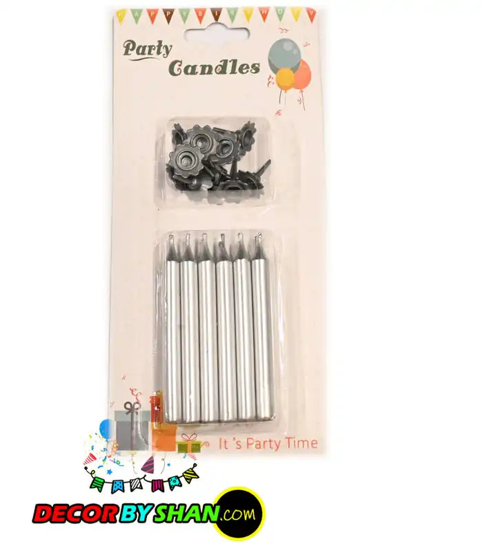 Pencil Candles Stand Metallic Golden Silver 12pcs/pack