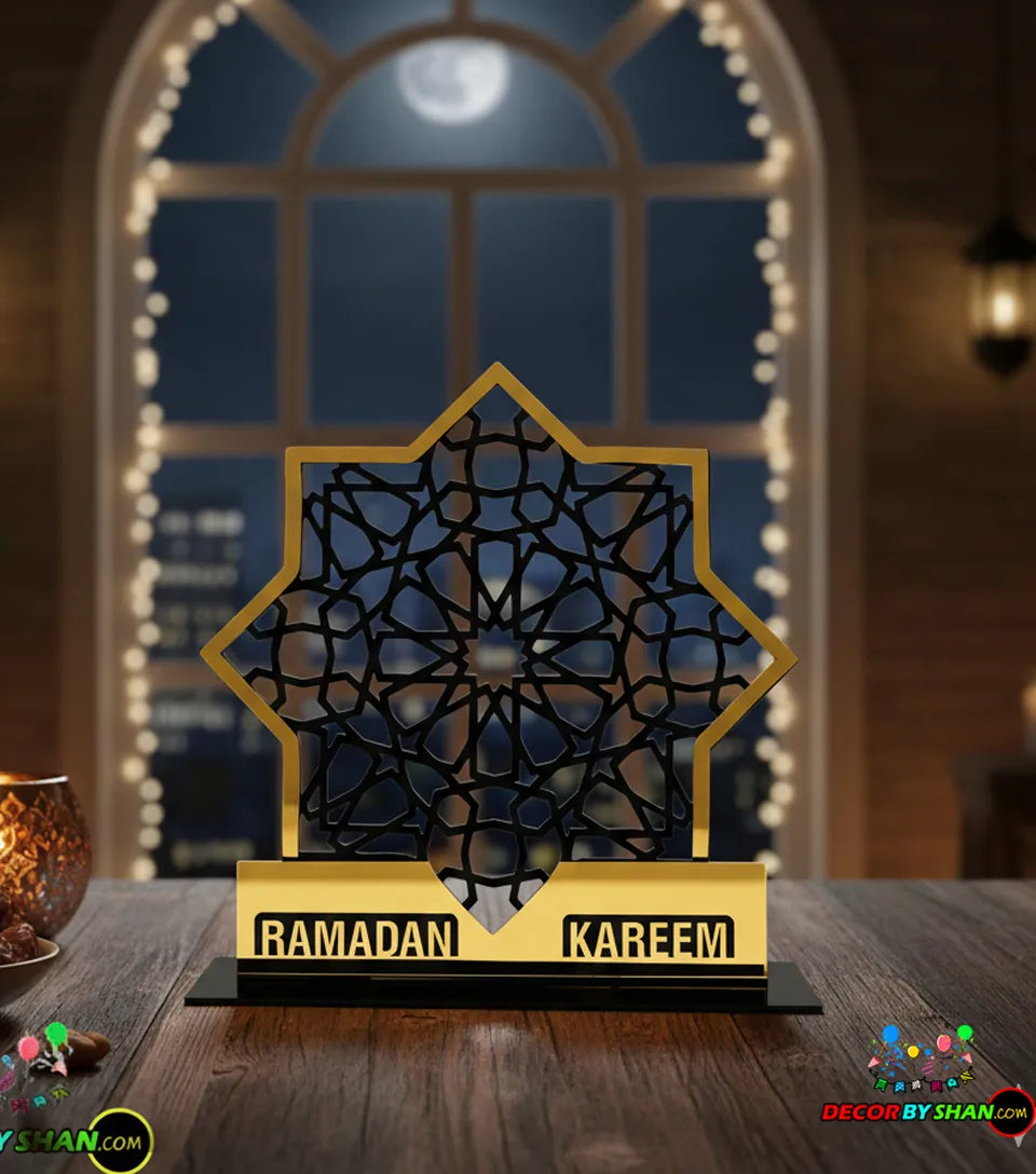 Imperial Mosque Skyline Ramadan Table Decor – Luxury Gold & Black 3D Centerpiece