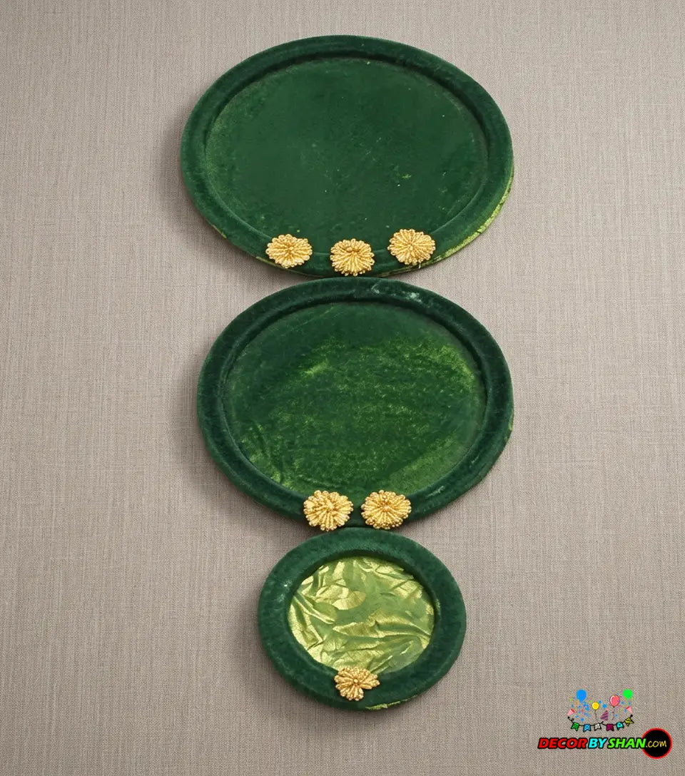 Mehndi Thaal Welvet Plate Set 3Pcs/Pack