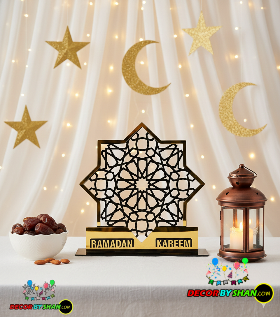 Imperial Mosque Skyline Ramadan Table Decor – Luxury Gold & Black 3D Centerpiece