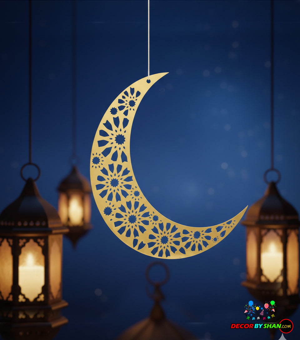 Premium Gold Color Ramadan Hanging Decor – Luxurious Islamic Wall Art 6Pcs/Pack