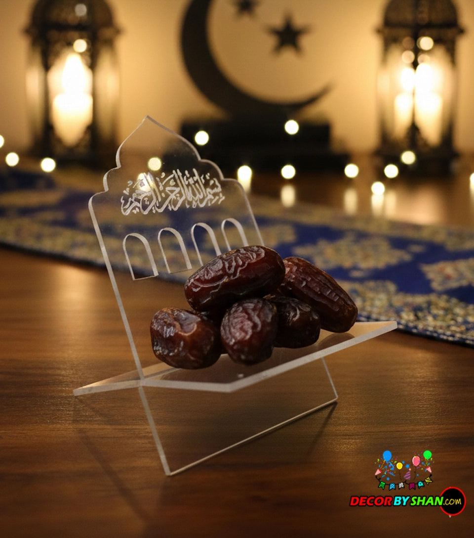 Premium Acrylic Date Stand with Bismillah Calligraphy – Ramadan Iftar Special