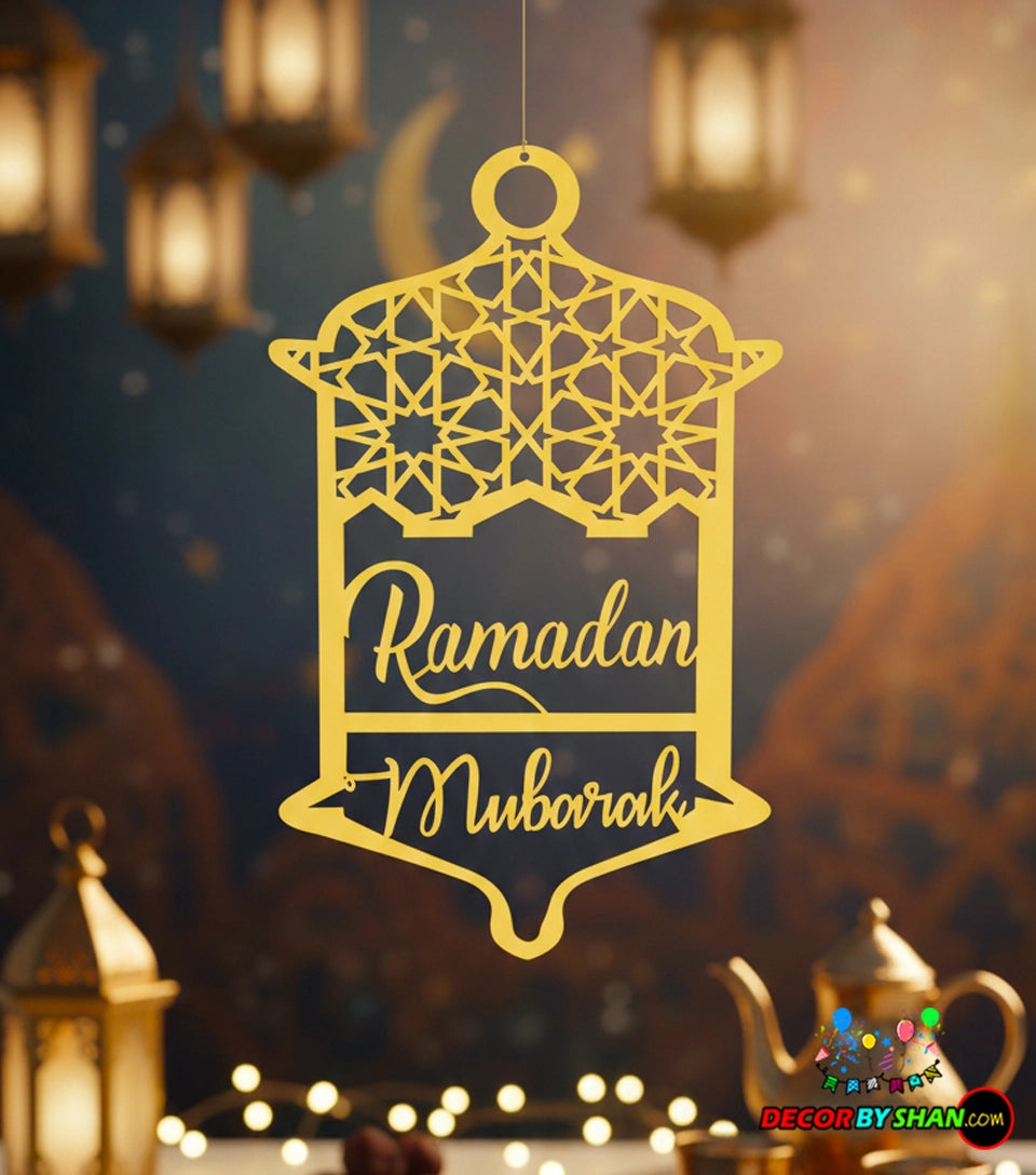 3 Pcs Pack Ramadan Mubarak Hanging Ornaments - Shiny Foil Finish - Free Shipping