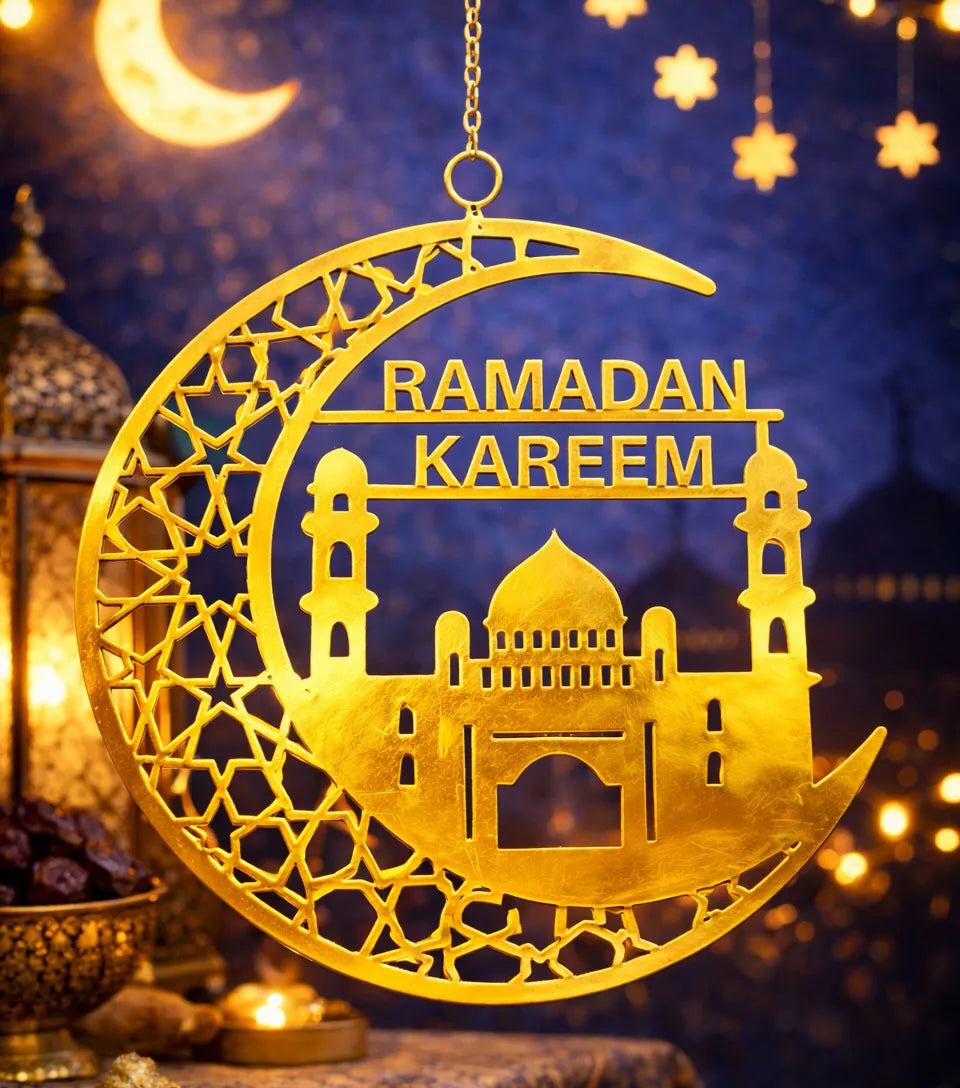 Golden Ramadan Kareem Hanging Decor – Premium Islamic Wall Decoration