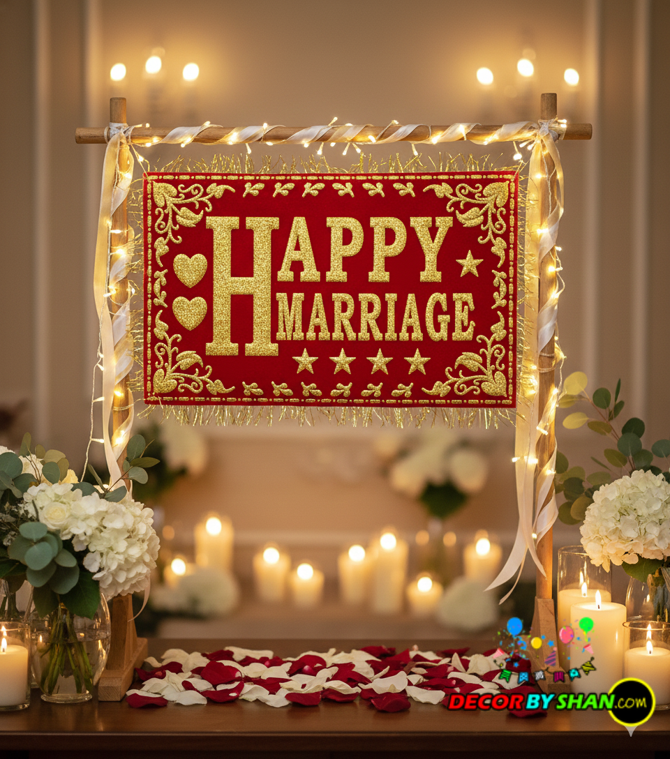 Happy Marriage Velvet Banner
