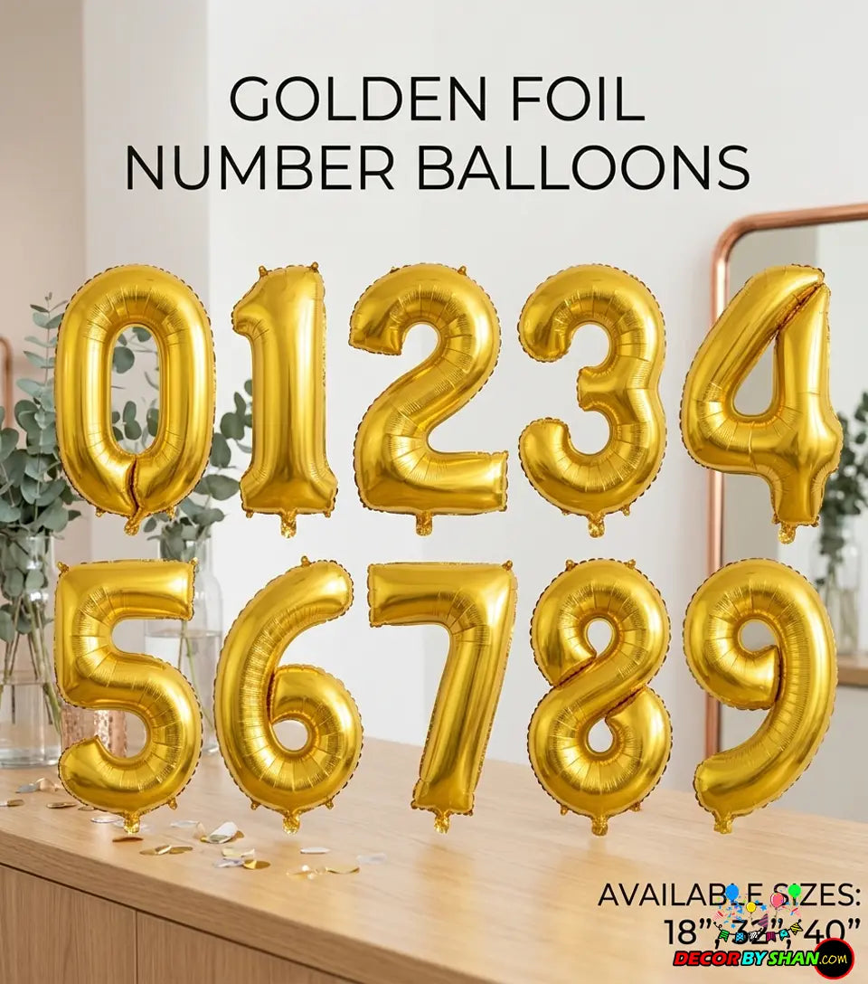 Number Foil Baloon 0 To 9 Golden