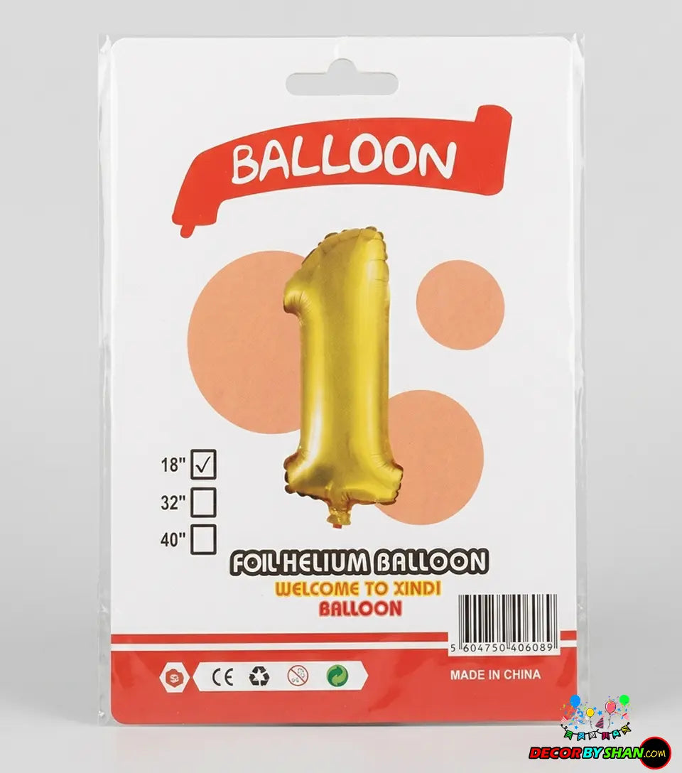 Number Foil Baloon 0 To 9 Golden
