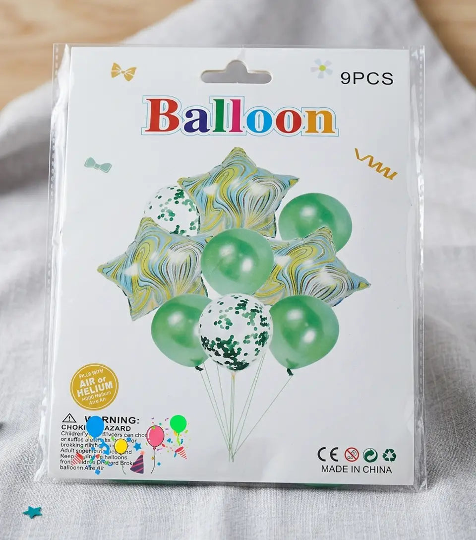 Confetti,Foil,Latex  Baloon Card Set 9Pcs