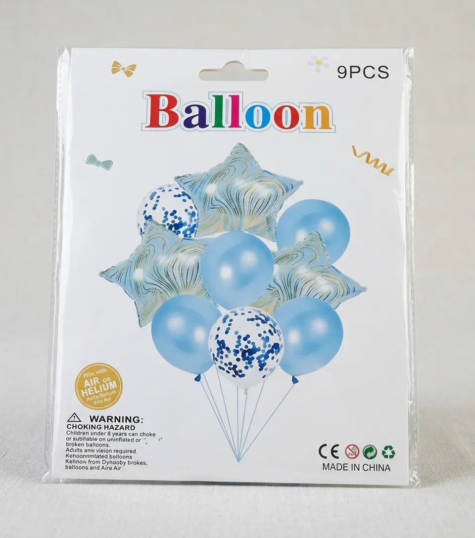 Confetti,Foil,Latex  Baloon Card Set 9Pcs