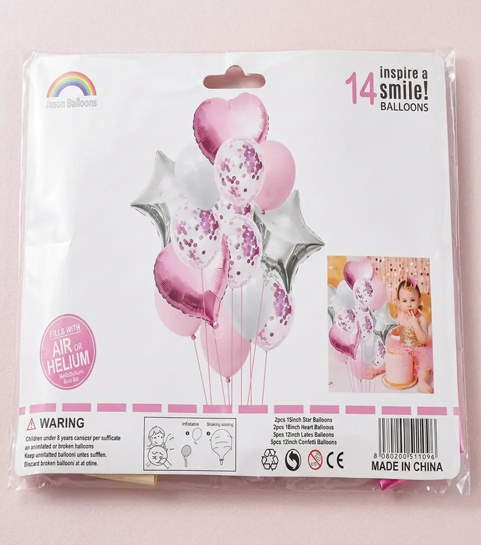 Confetti,Foil,Latex  Baloon Card Set 14Pcs
