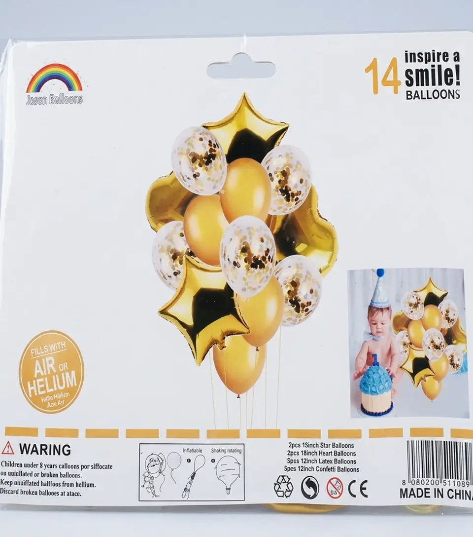 Confetti,Foil,Latex  Baloon Card Set 14Pcs