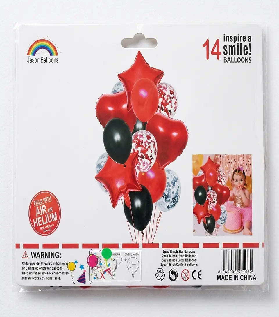 Confetti,Foil,Latex  Baloon Card Set 14Pcs