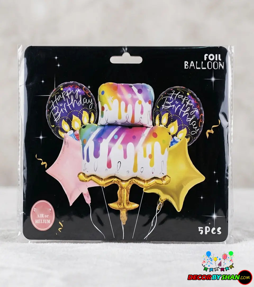 Happy Birthday Foil Baloon Sets 5Pcs