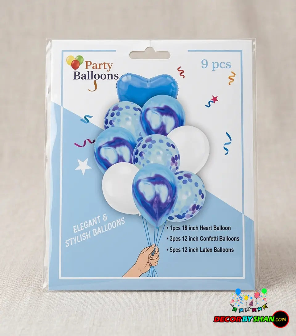Confetti, Foil, Latex Foil Balloon Card Set 9Pcs