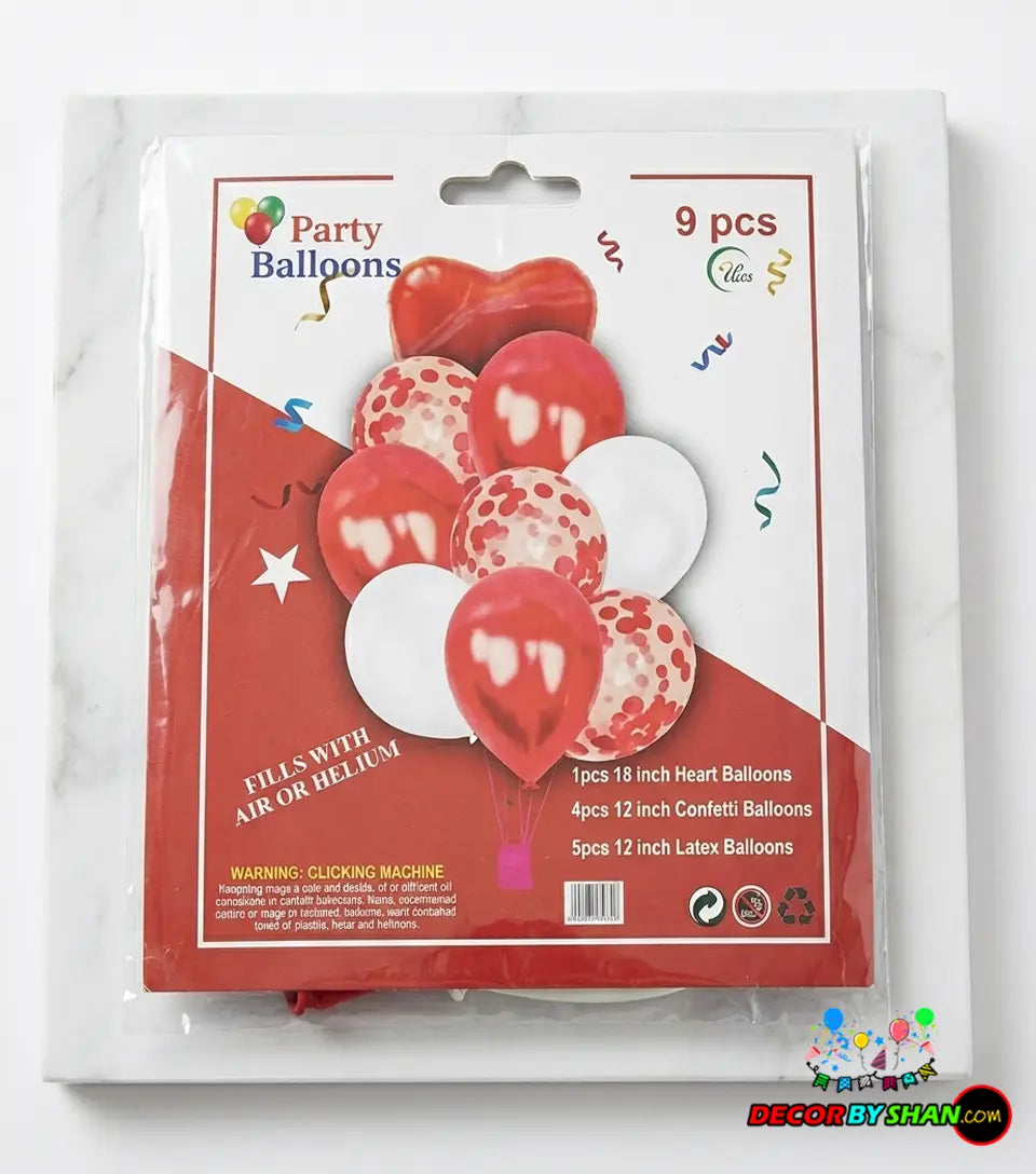 Confetti, Foil, Latex Foil Balloon Card Set 9Pcs