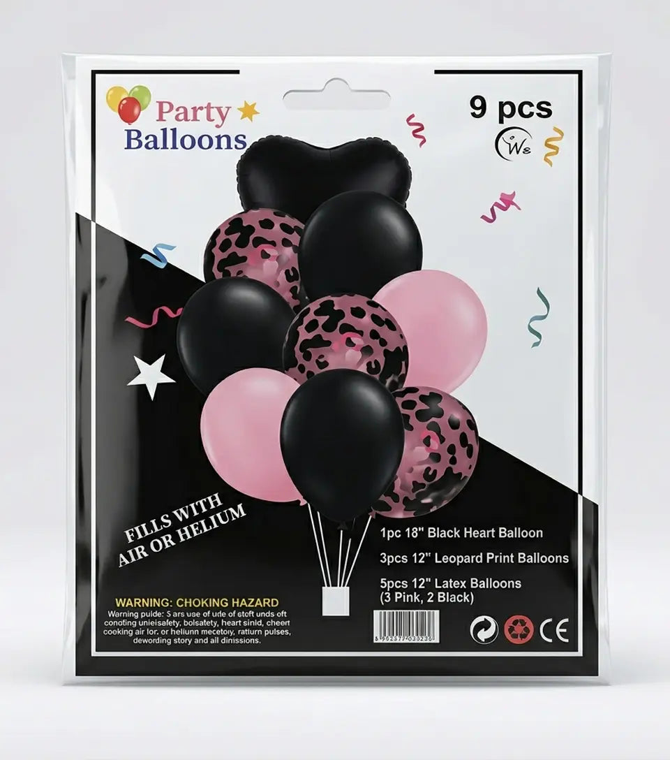 Confetti, Foil, Latex Foil Balloon Card Set 9Pcs