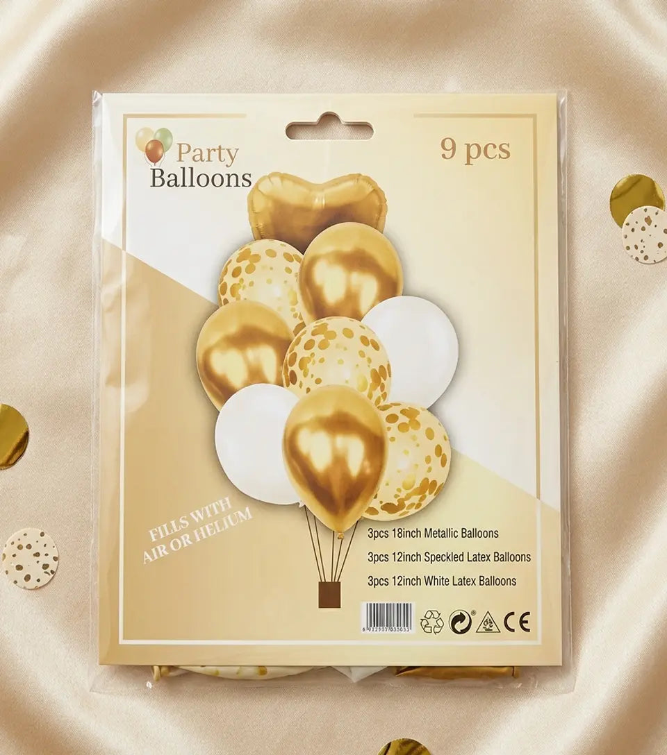 Confetti, Foil, Latex Foil Balloon Card Set 9Pcs