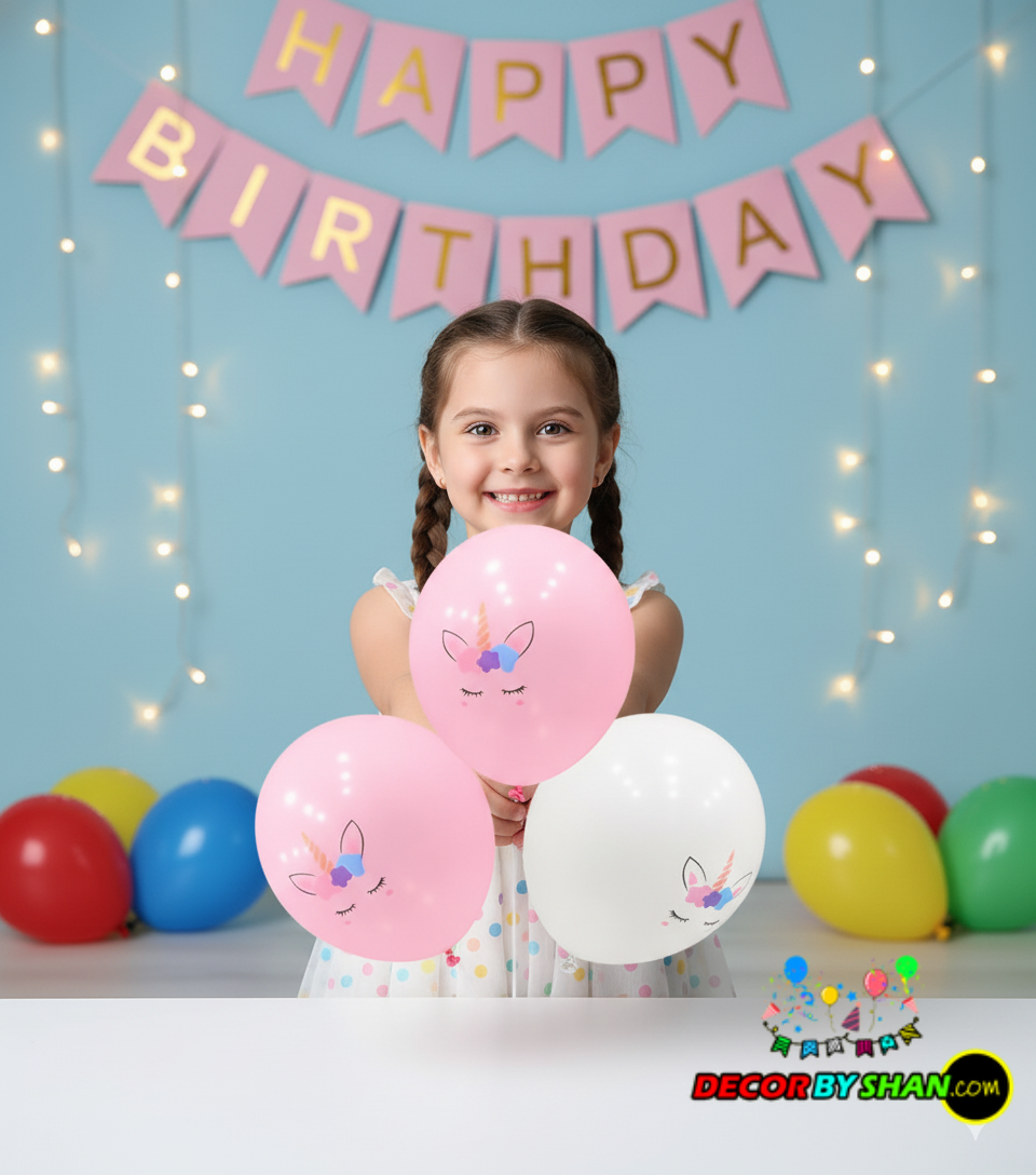 Balloons: Unicorn Face Balloons Card 2.8g 5pcs/pack