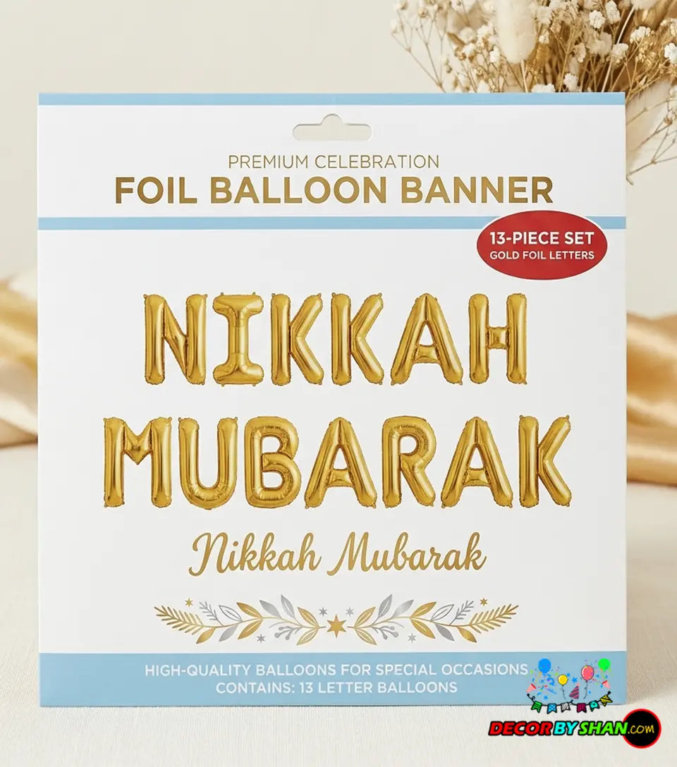 Nikkah Mubarak Foil Balloons Set