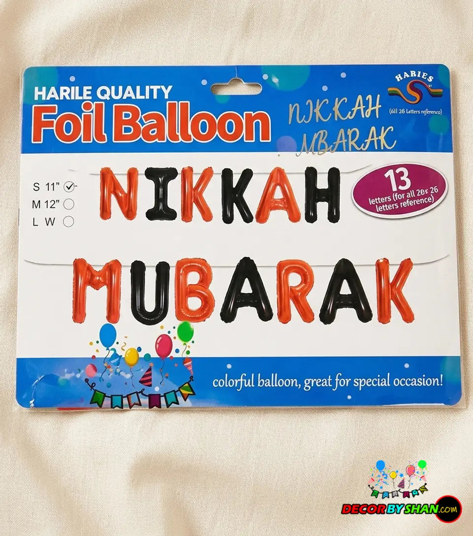 Nikkah Mubarak Foil Balloons Set