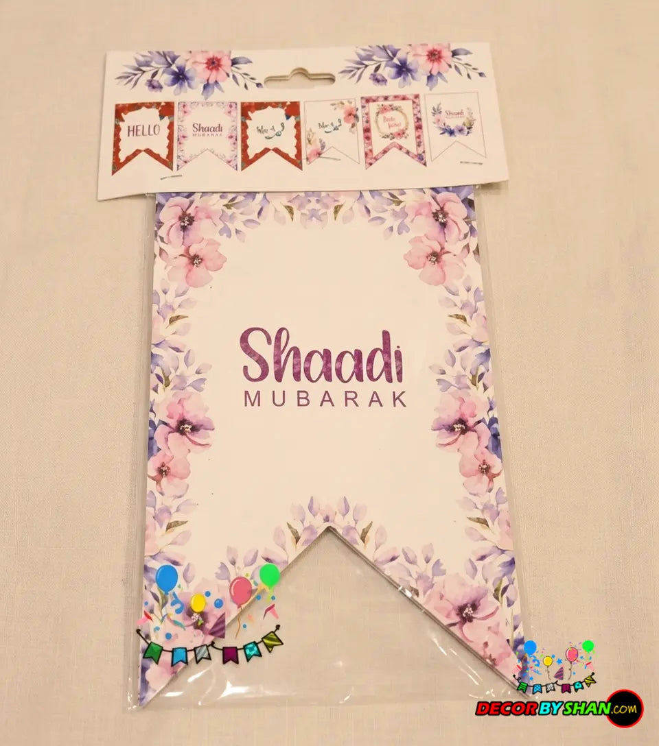 Shaadi Mubarak Letter Banner 6Pcs