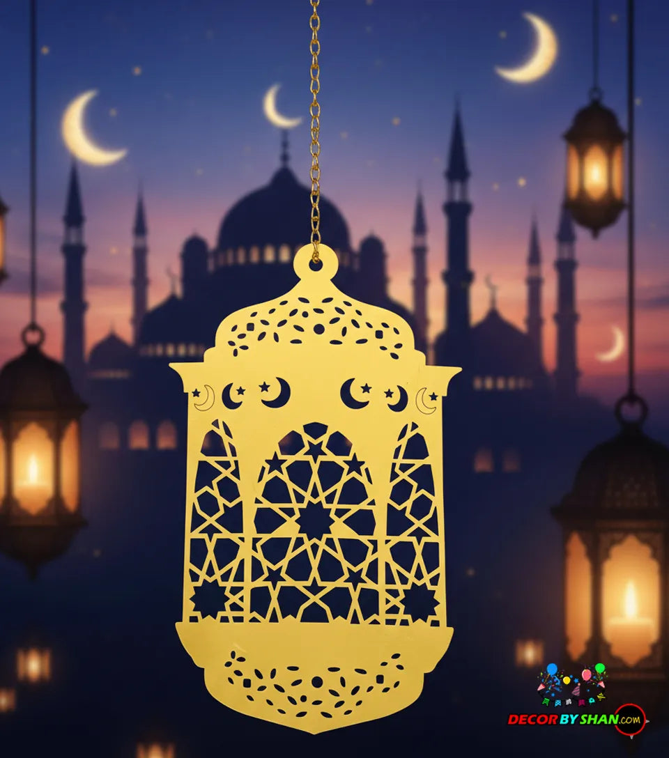 Luxury Gold & Black Panni Ramadan Kareem Tabletop & Hanging Set -(Set of 3, 6, or 12)