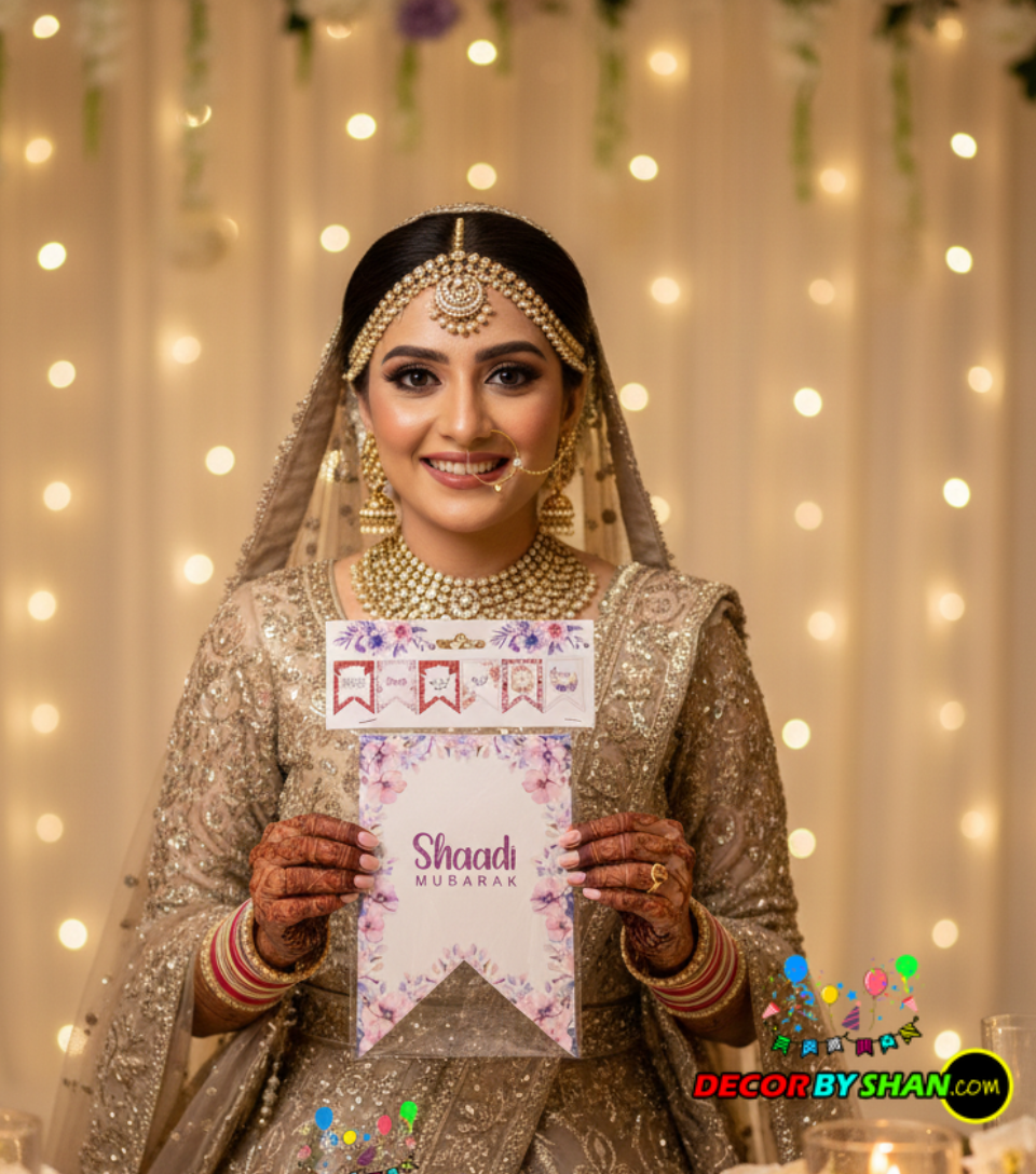 Shaadi Mubarak Letter Banner 6Pcs