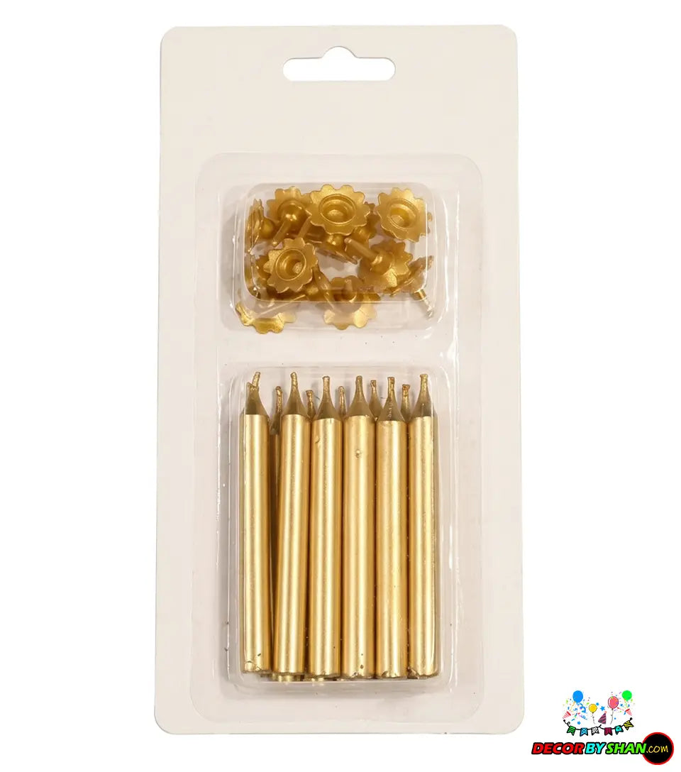 Pencil Candles Stand Metallic Golden Silver 12pcs/pack