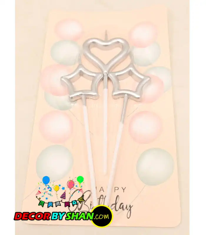 Metallic Candles Heart,Star 3pcs/Pack