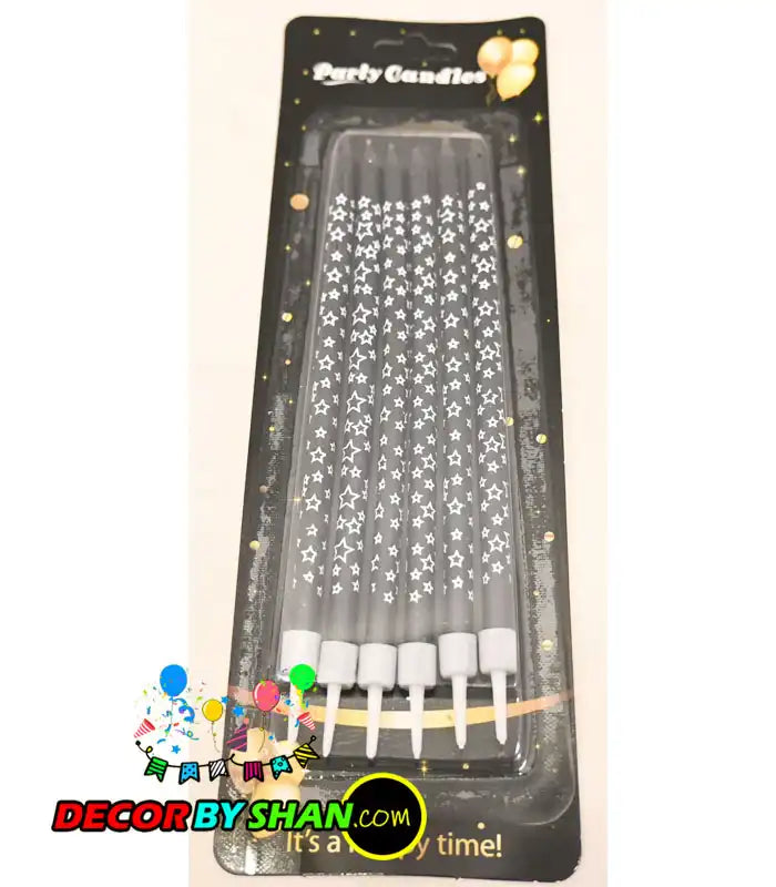 Pencil Candles Stand Metallic Big 6pcs/Pack