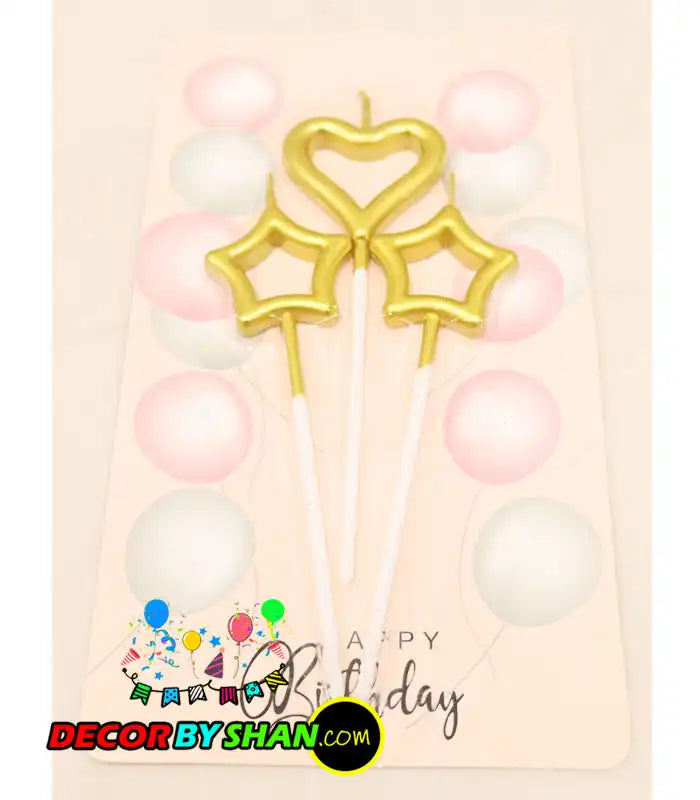 Metallic Candles Heart,Star 3pcs/Pack