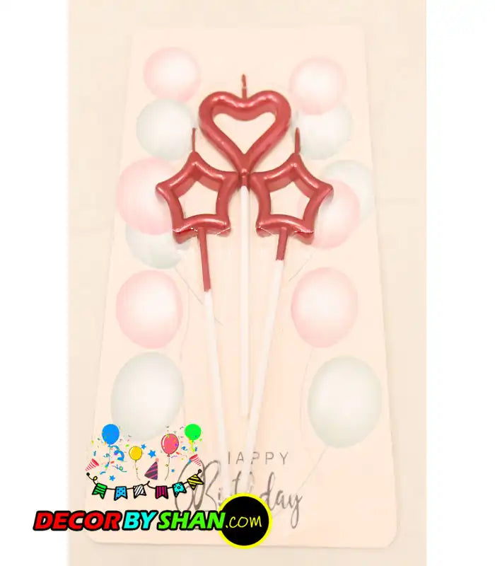 Metallic Candles Heart,Star 3pcs/Pack