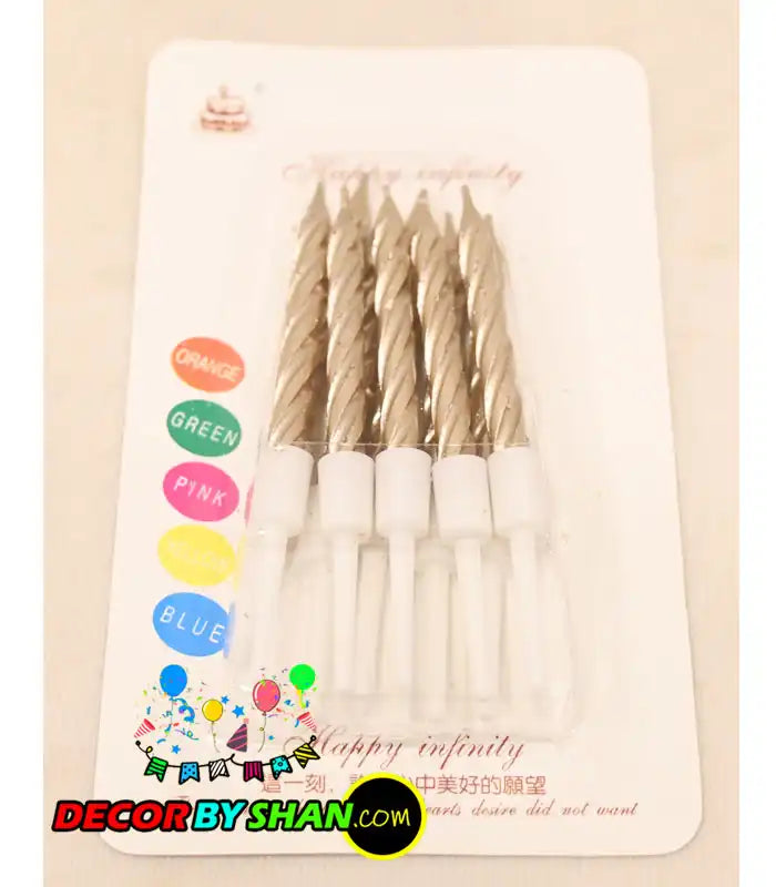 Stand Candles Metallic Color Small 10pcs