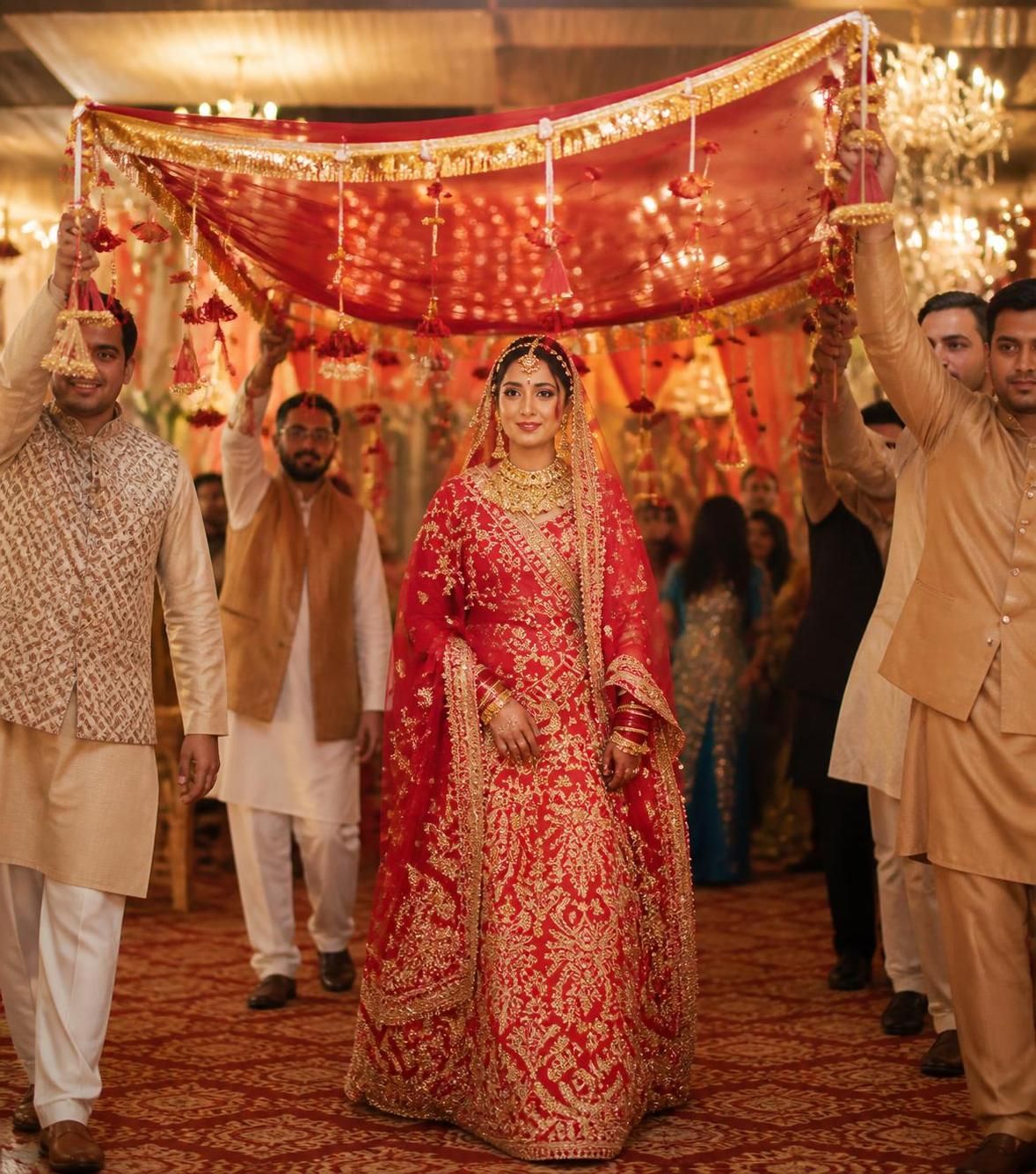 Pakistani Bridal Entry Under a Beautiful Chadar