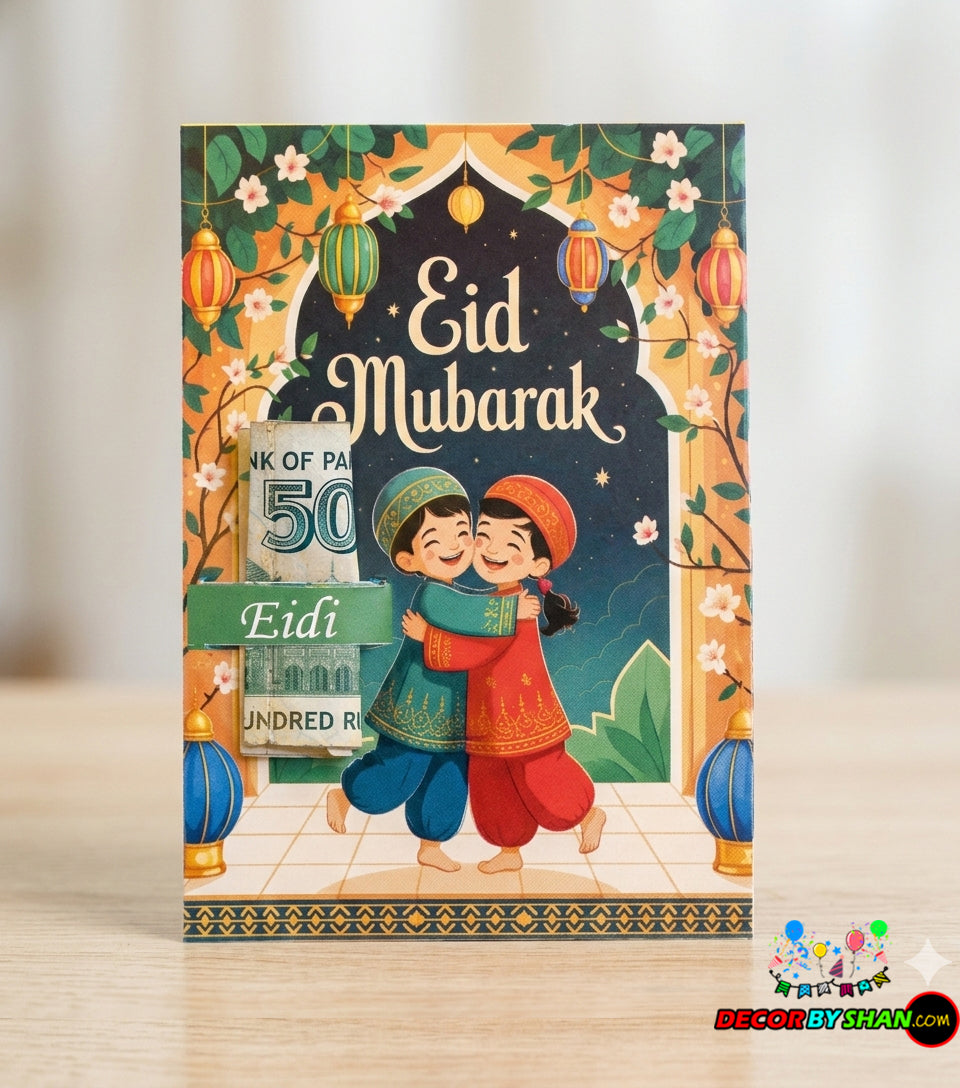 Premium 3D Shape Eidi Cards - Creative Cutout & Cartoon Characters for Kids (Pack of 12)