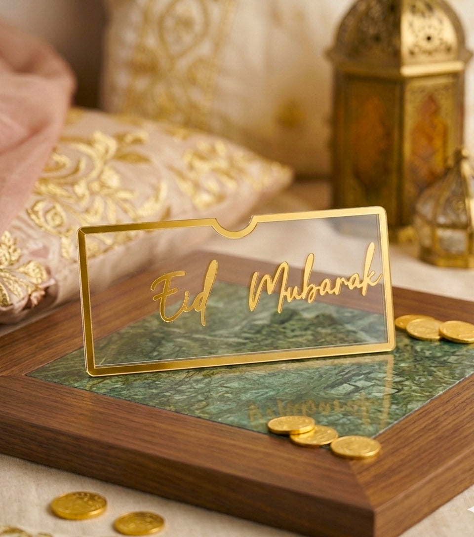 Premium Luxury Acrylic Eid Mubarak Gift Envelope - Free Home Delivery