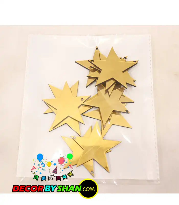 Golden Star Hanging Décor Small 12Pcs/Pack