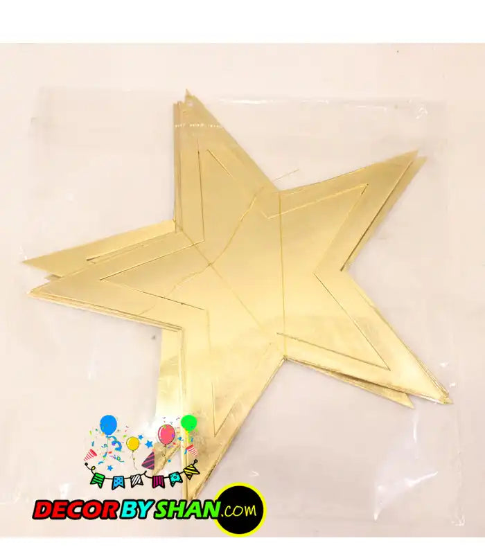 Golden Star Hanging Décor Big 12Pcs/Pack
