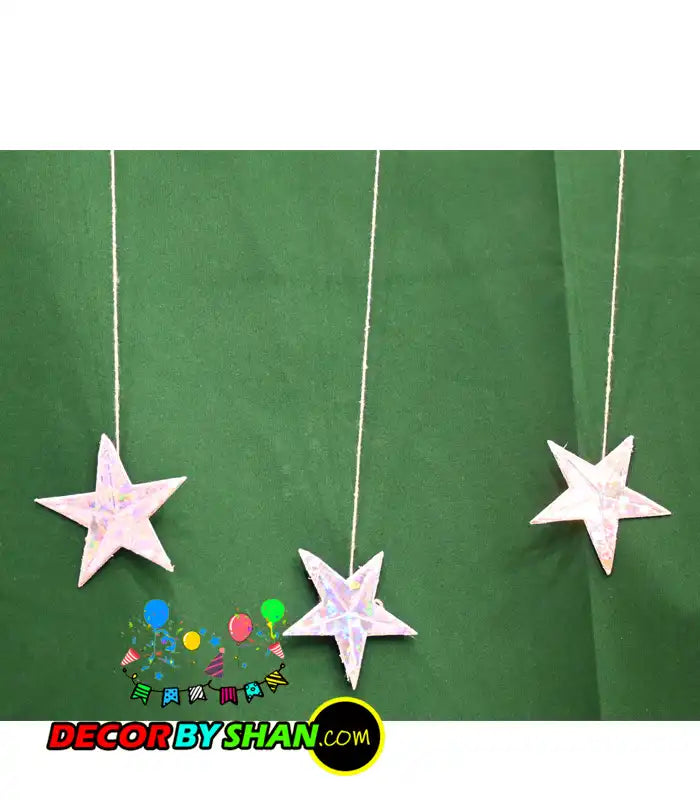 Silver Star Hanging Décor Small 12Pcs/Pack