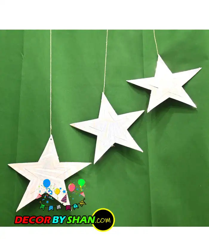 Silver Star Hanging Décor Big 12Pcs/Pack