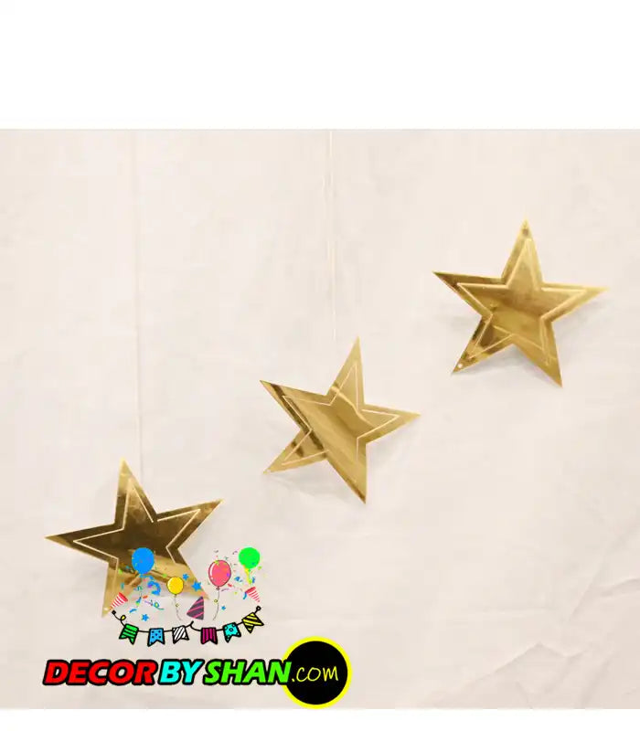 Golden Star Hanging Décor Small 12Pcs/Pack