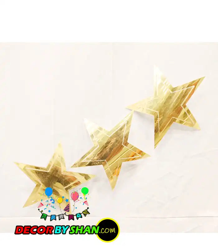 Golden Star Hanging Décor Big 12Pcs/Pack