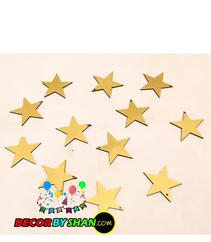 Golden Star Hanging Décor Small 12Pcs/Pack
