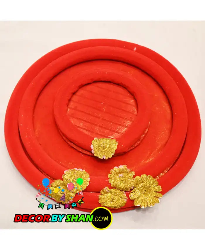 Mehndi Thaal Welvet Plate Set 3Pcs/Pack