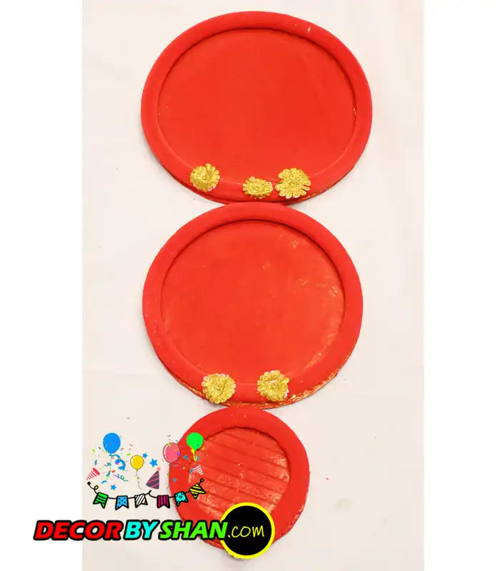 Mehndi Thaal Welvet Plate Set 3Pcs/Pack