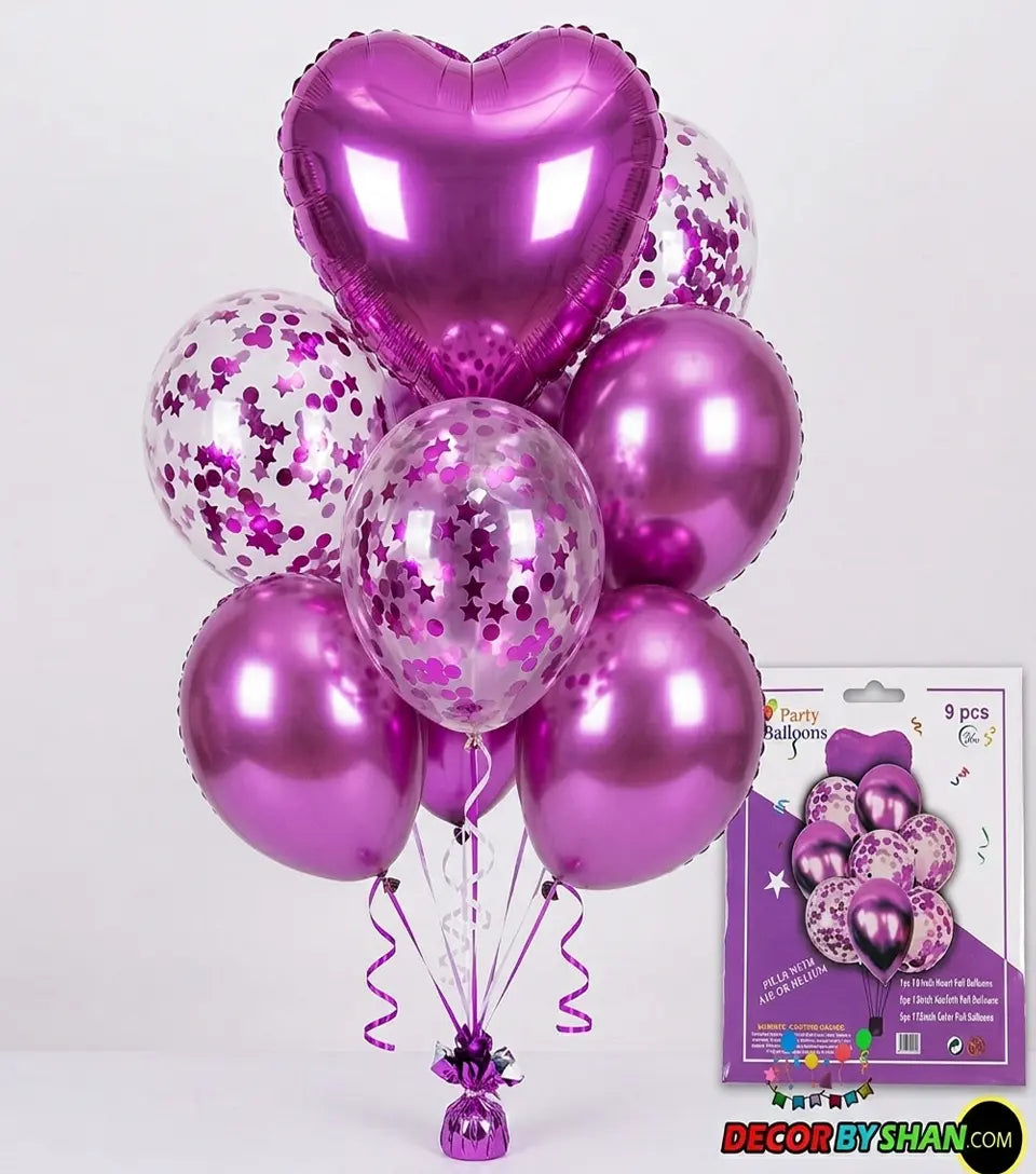Confetti, Foil, Latex Foil Balloon Card Set 9Pcs