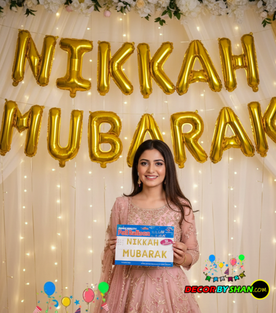 Nikkah Mubarak Foil Balloons Set